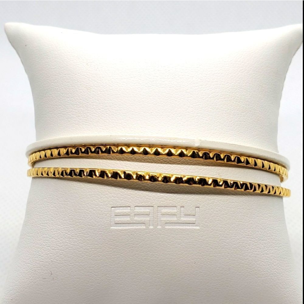 Vintage Gold Tone & White Set of 3 Bangle Bracelets